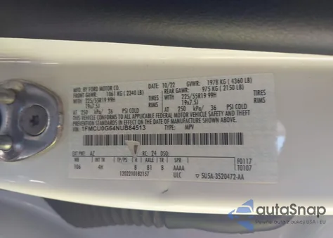 2022 Ford Escape Se from USA, damaged, VIN 1FMCU0G64NUB84513